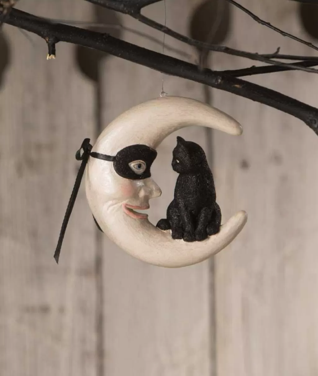 Bethany Lowe Td0051 - Hallow's Eve Cat On Moon Ornament Clearance