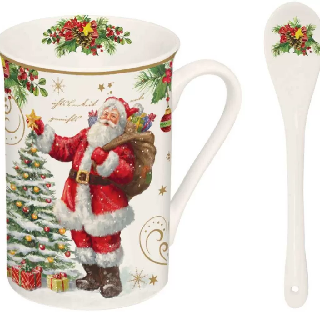 Easy Life Christmas Tableware: Mug With Spoon In High Quality Fine China And Coaster Best Sale