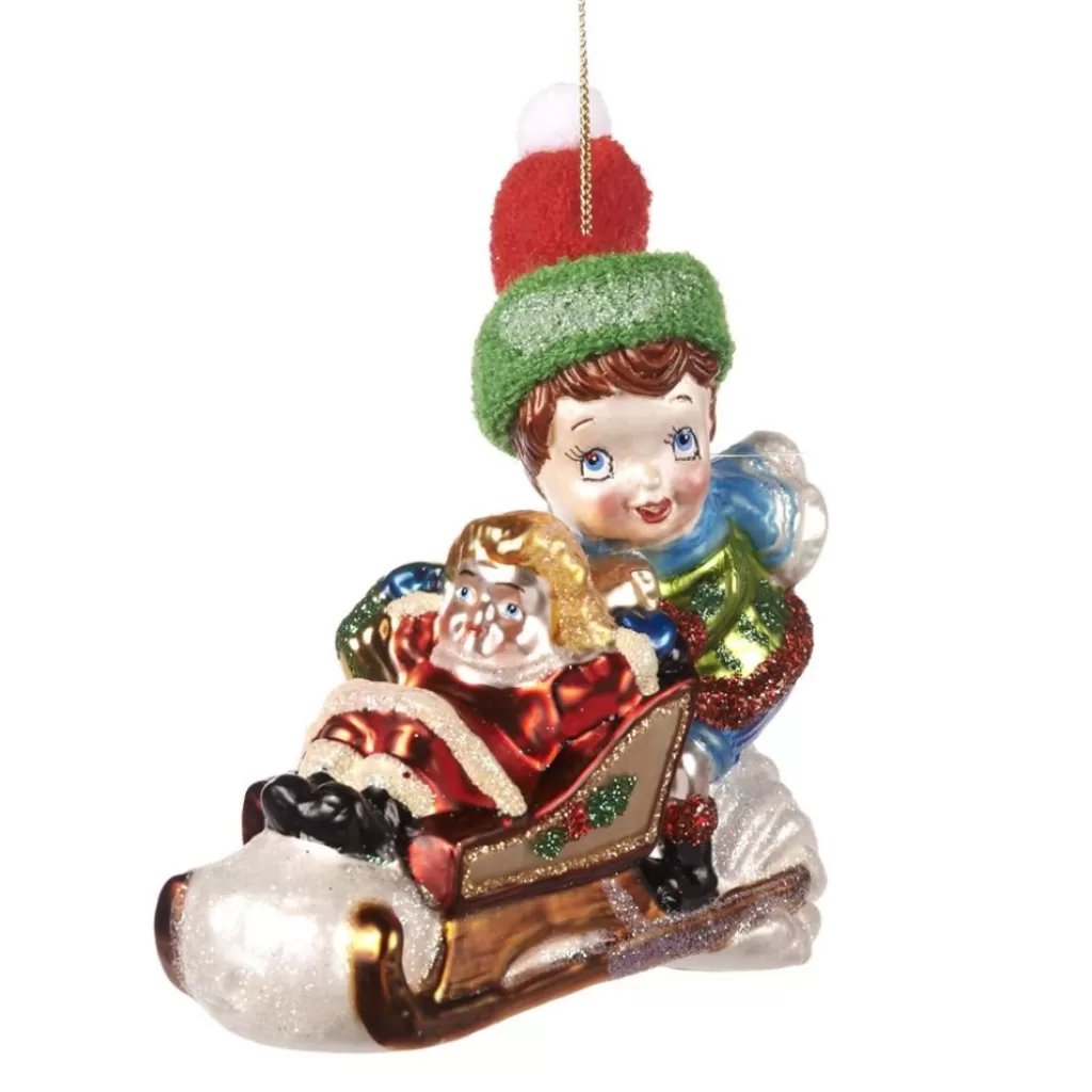 Goodwill Glass Kid With Sleigh Ornament Tr 27002 Store