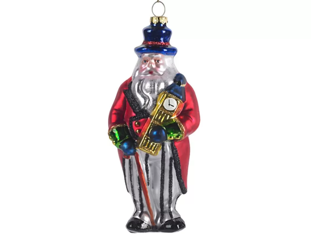 Goodwill Glass Santa Holding Big Ben Ornament Tr 17657 Flash Sale