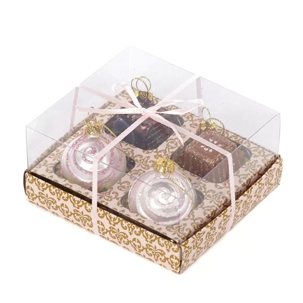 Goodwill Belgium Tr 23011 Glass Chocolate Ornament Box Of 4 Fashion