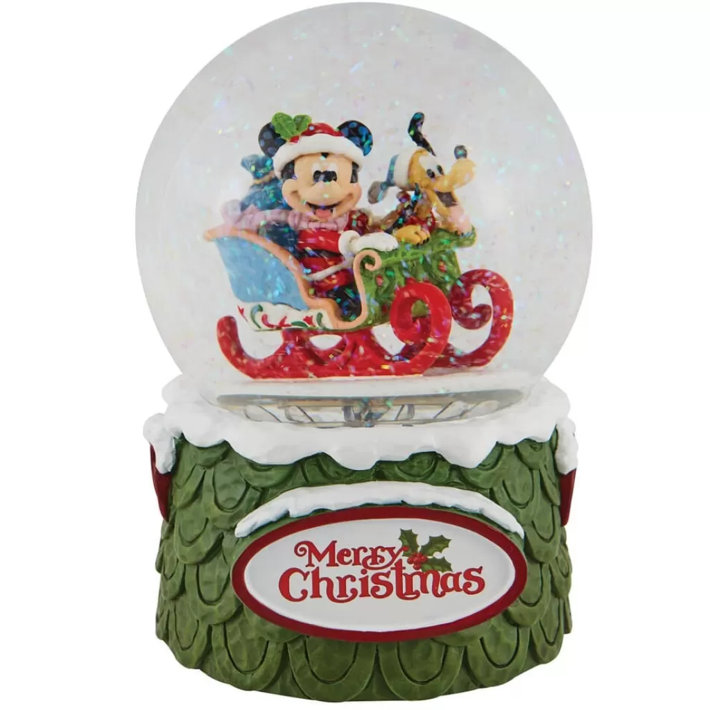 Jim Shore 6009581 Laughing All The Way - Mickey And Pluto Christmas Waterball Cheap