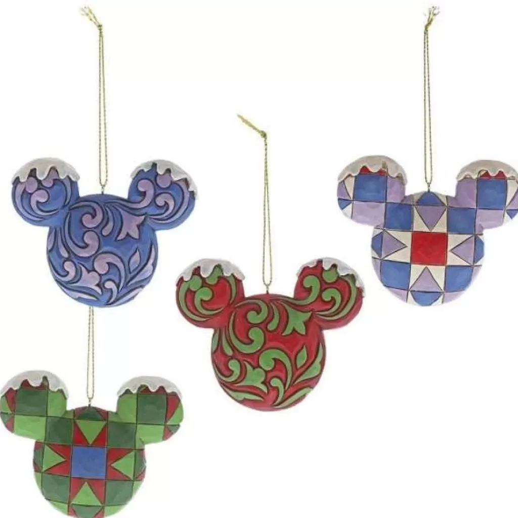 Jim Shore A29543 Mickey Mouse Head Hanging 4 Ornament Set Discount