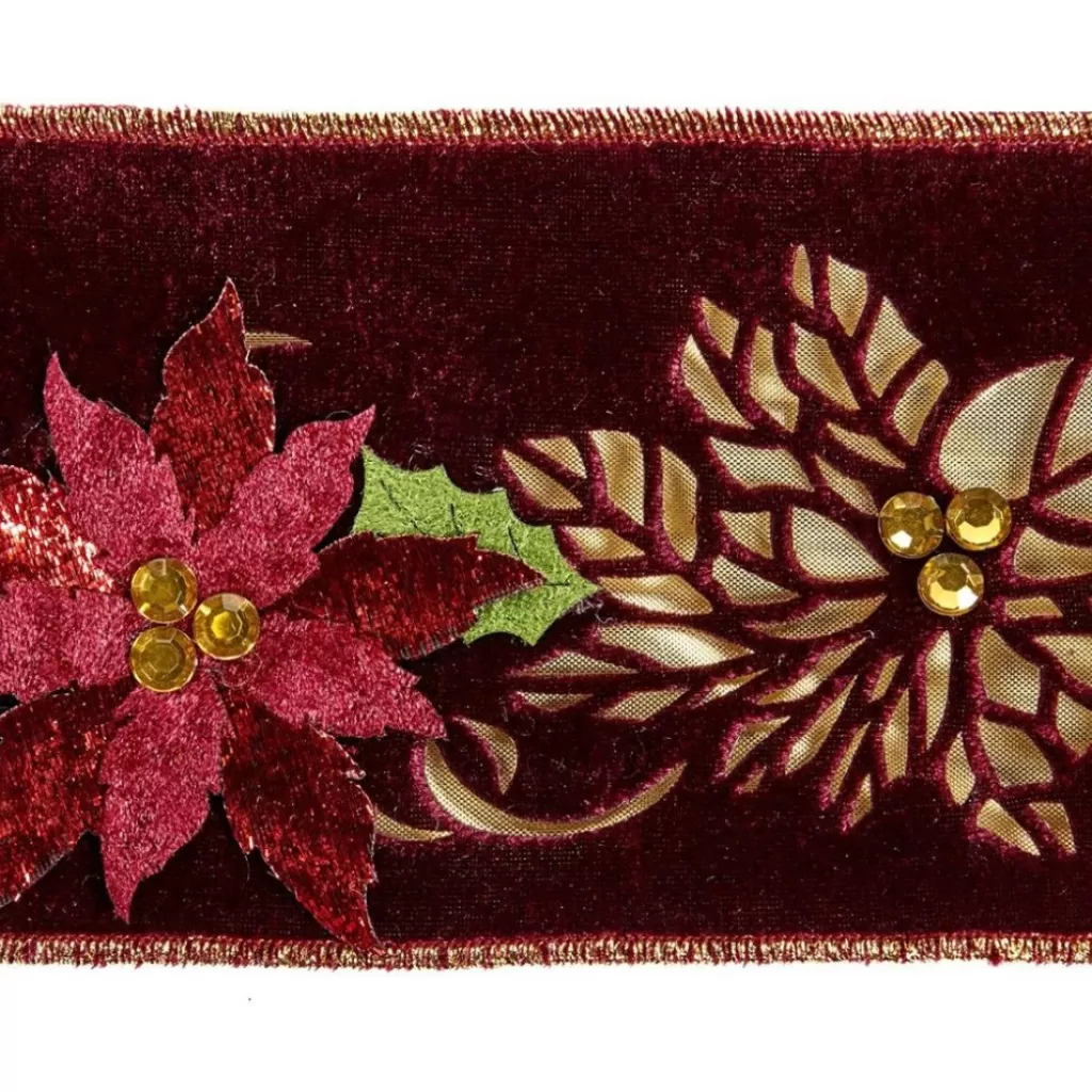 Katherine Collection Katherine's Collection Cut Out Poinsettia Ribbon Burgundy 08-783543 08-783543 Discount