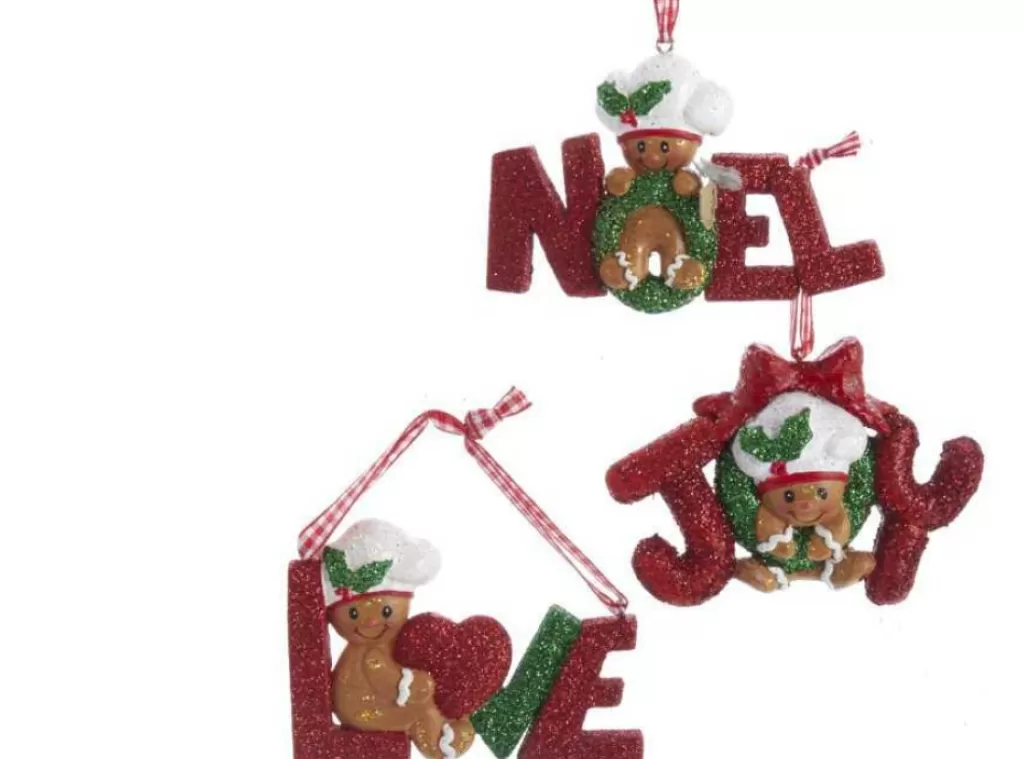 Kurt Adler H5553 Gingrbrd Love Noel Joy Ornament3 Assorted Online