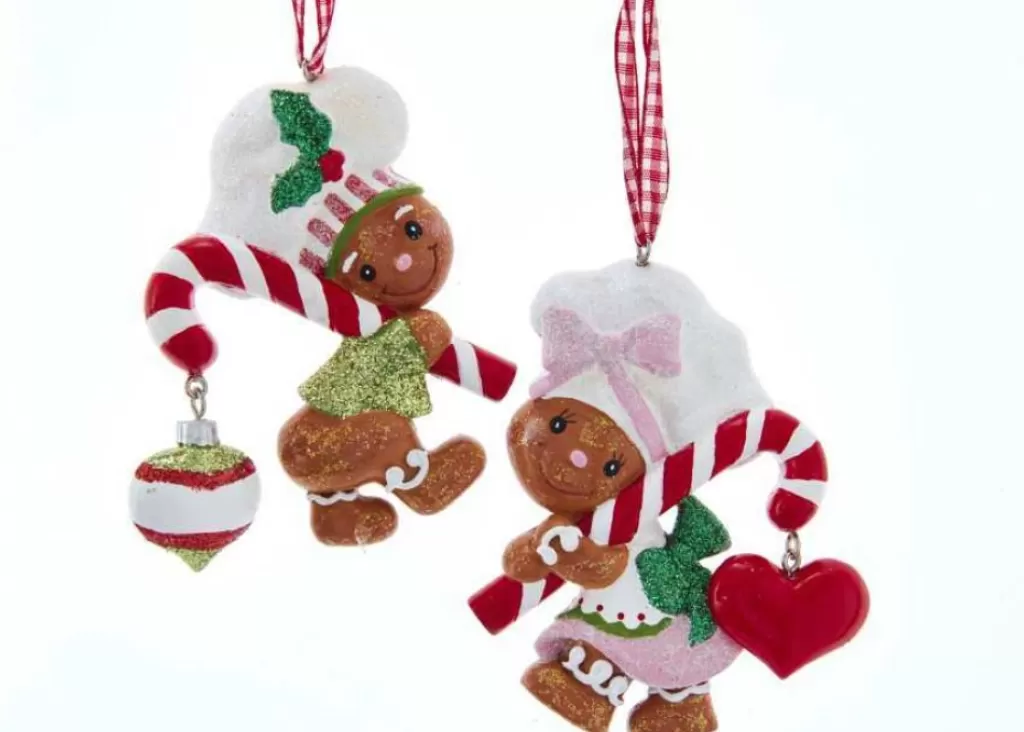Kurt Adler H5592 Gingerbread With Cane Boy Girl Ornament2 Assorted Flash Sale