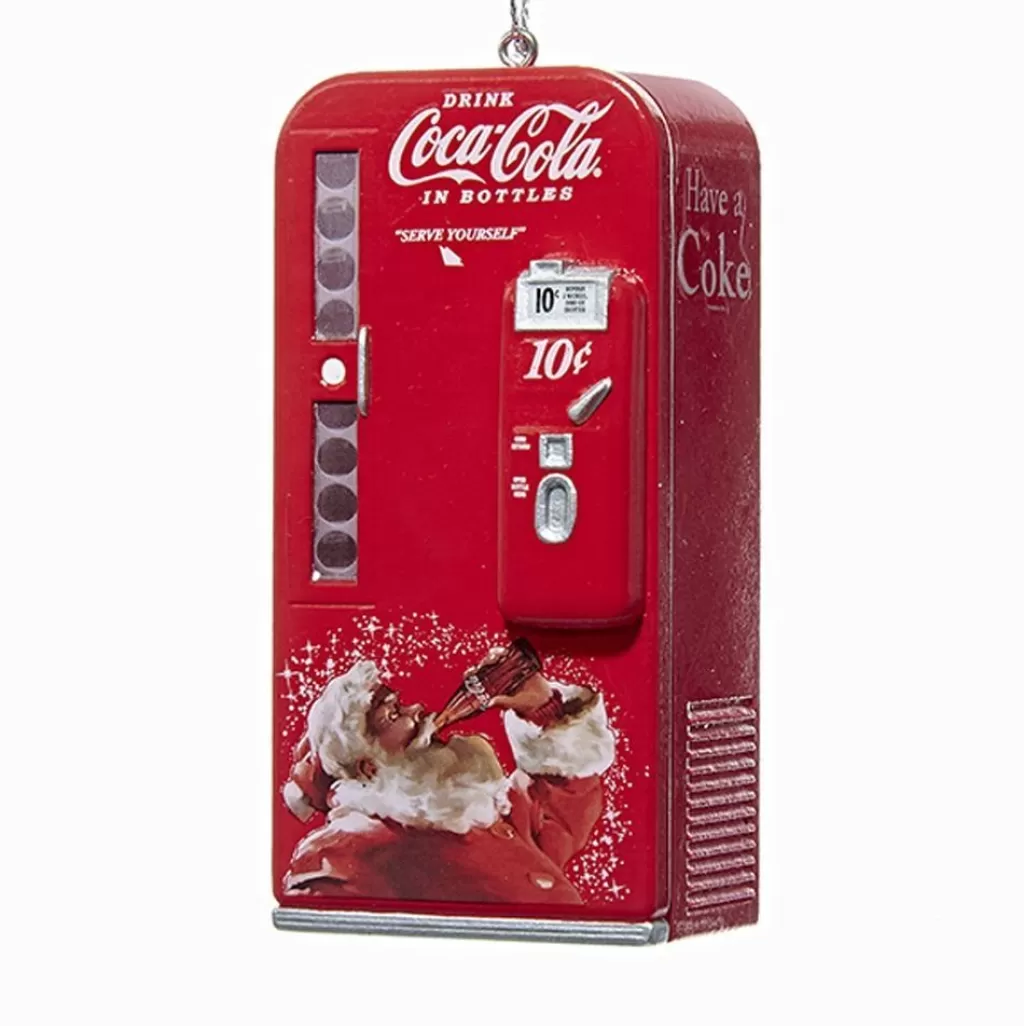 Kurt Adler Nyc Cc1162 Coca-Cola Vintage Vending Machine With Santa Ornament New