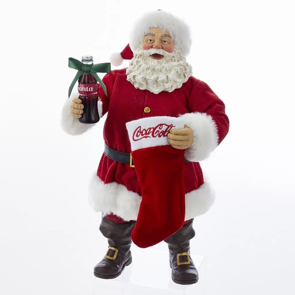 Kurt Adler Nyc Cc5172 Coca-Cola Santa With Coke Bottle And Stocking Table Piece Cheap
