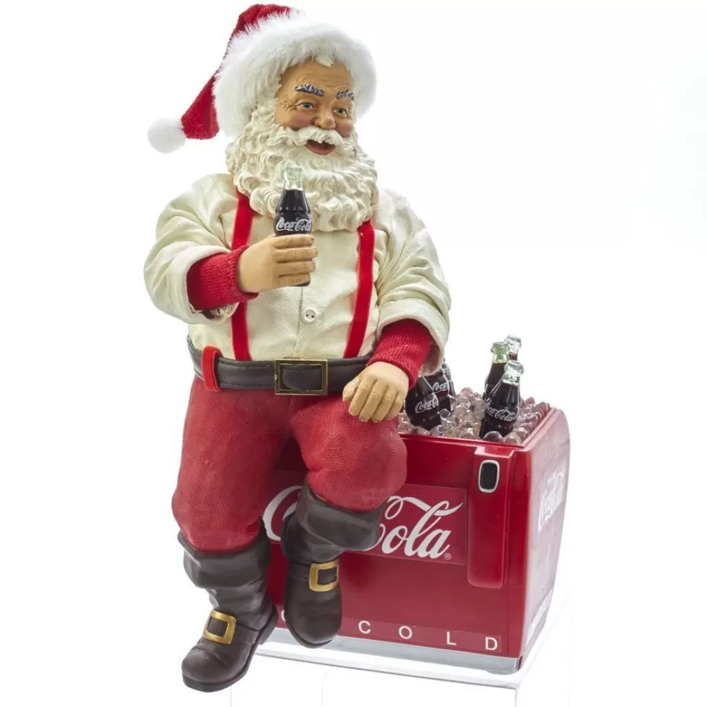 Kurt Adler Nyc Cc5191 Coca-Cola Santa On Cooler Tabletop Decoration Clearance