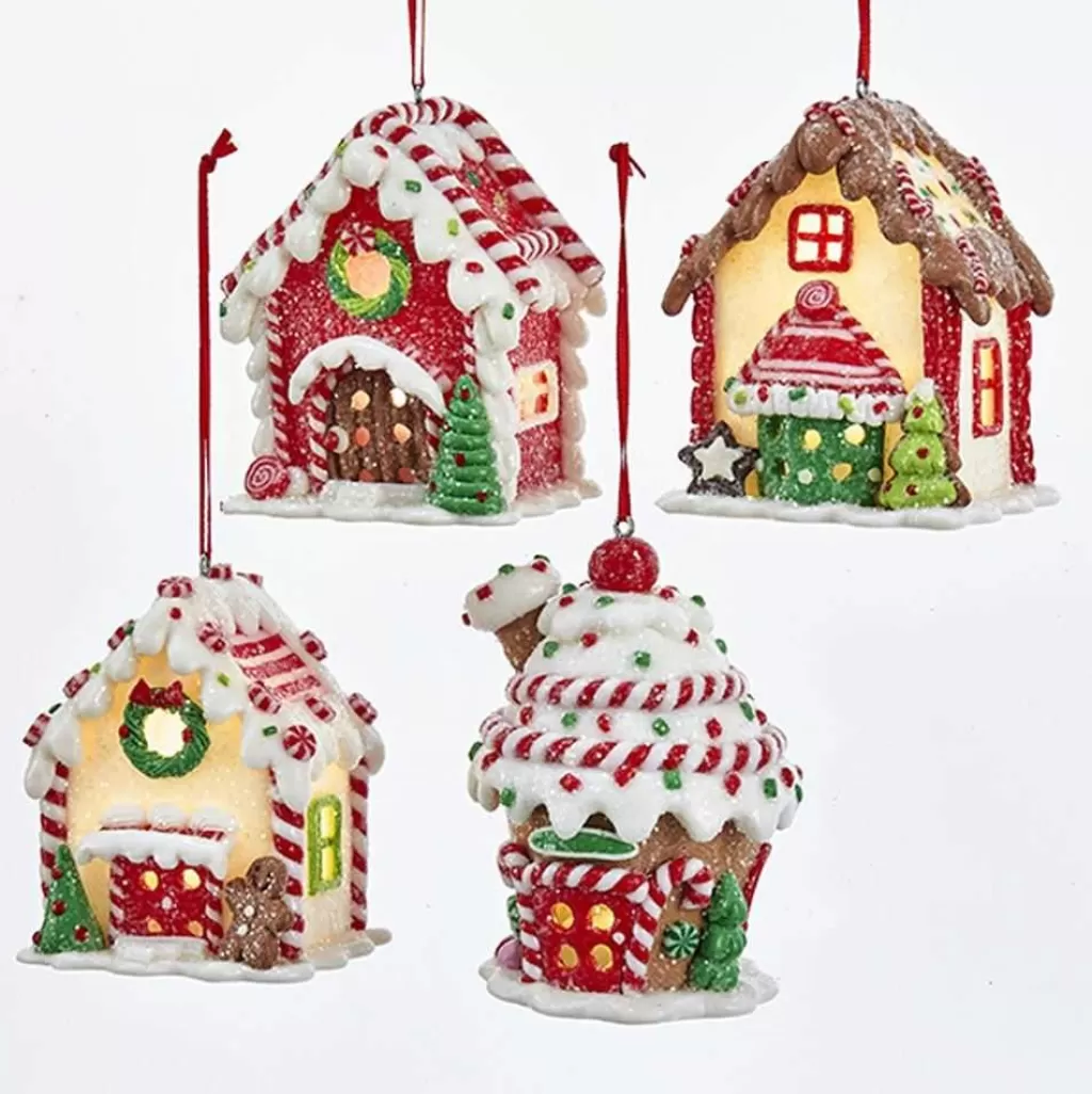 Kurt Adler Nyc D3169 Battery-Operated Led Multi-Colored Gingerbread House Ornaments, 4 Assorted Best