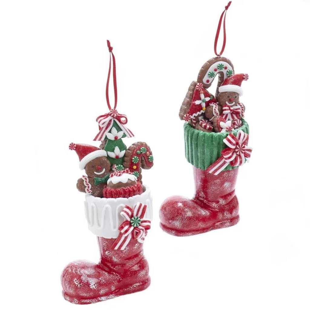 Kurt Adler Nyc D3614 Gingerbread Man In Boot Ornaments, 2 Assorted Clearance