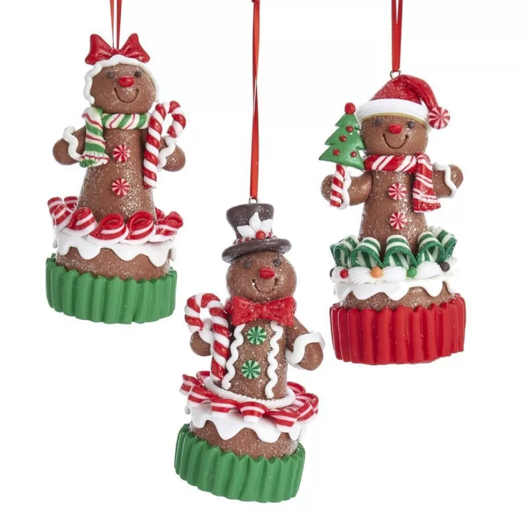 Kurt Adler Nyc D3636 Gingerbread Miniature Cupcake Ornaments, 3 Assorted Cheap