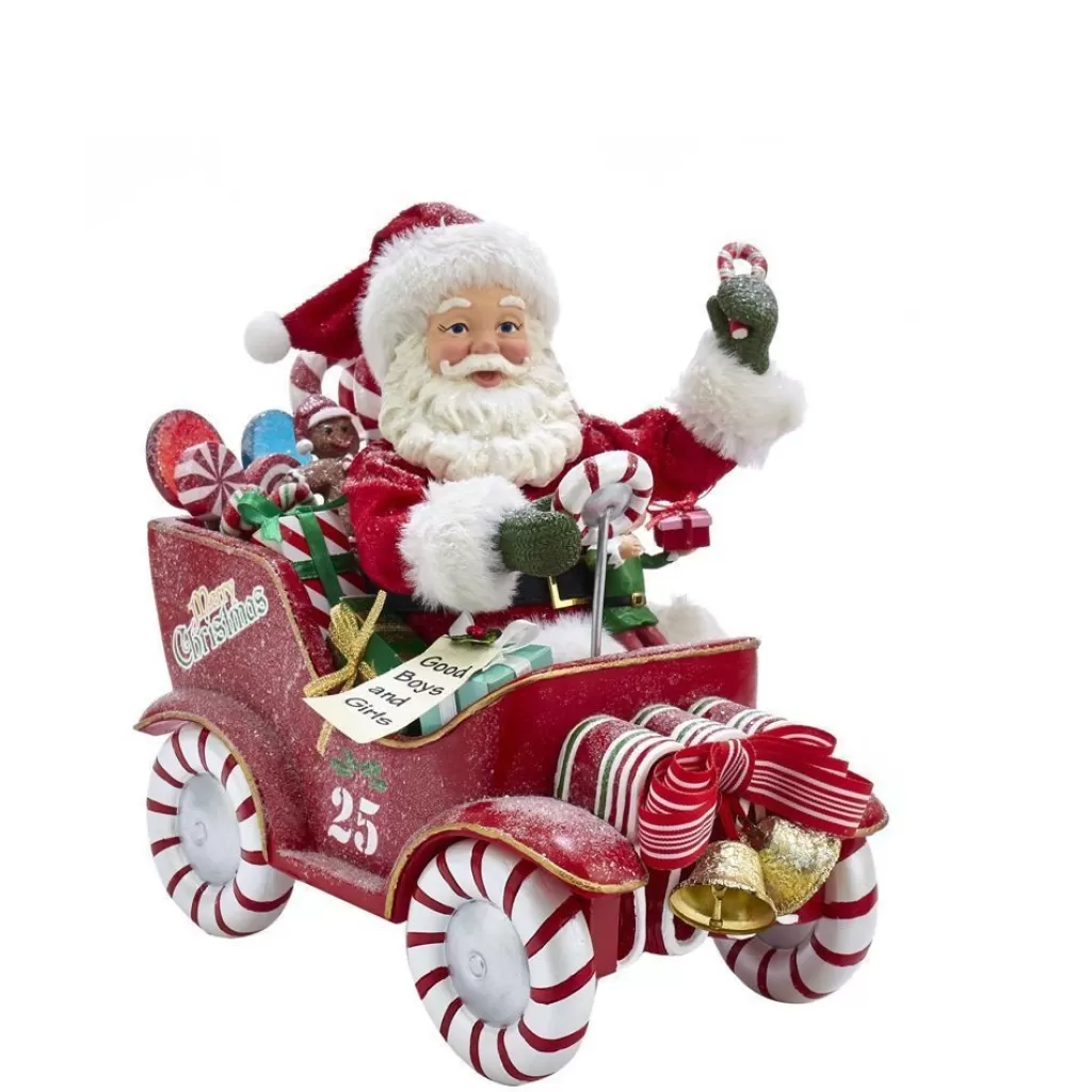 Kurt Adler Nyc Fa0105 Fabriche Musical Santa In Candy Car Store