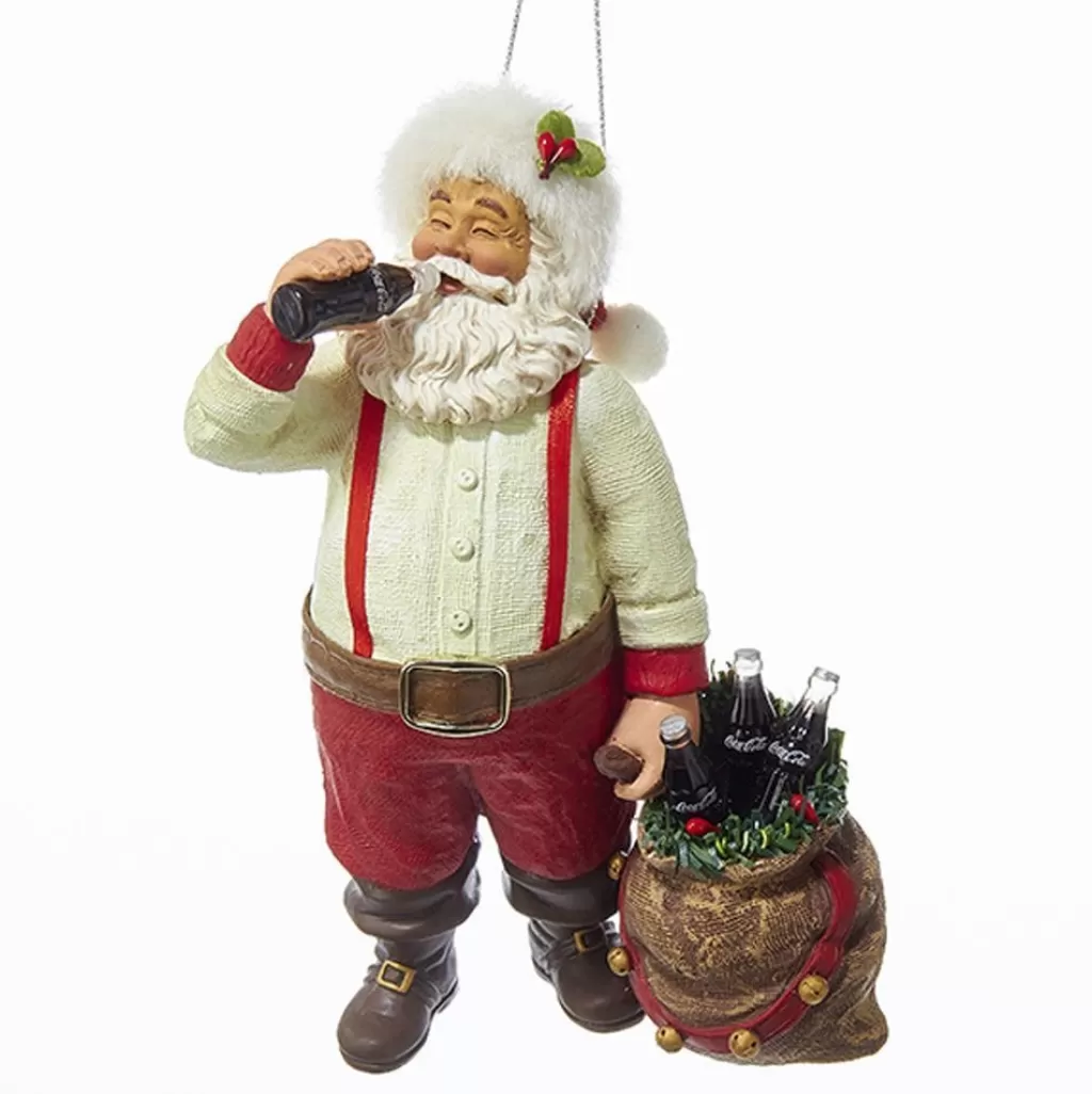 Kurt Adler Santa Drinkng Coke With Sack And Bottles Cc9162 Flash Sale