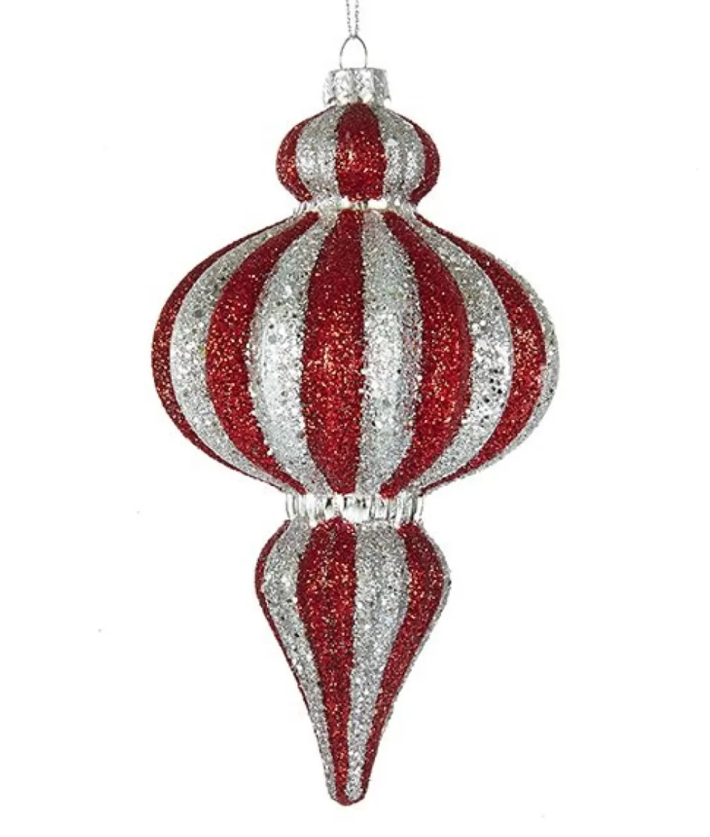 Kurt Adler Kurt S. Adler Nyc C4776 Red/Silver Molded Glass Finial Fashion