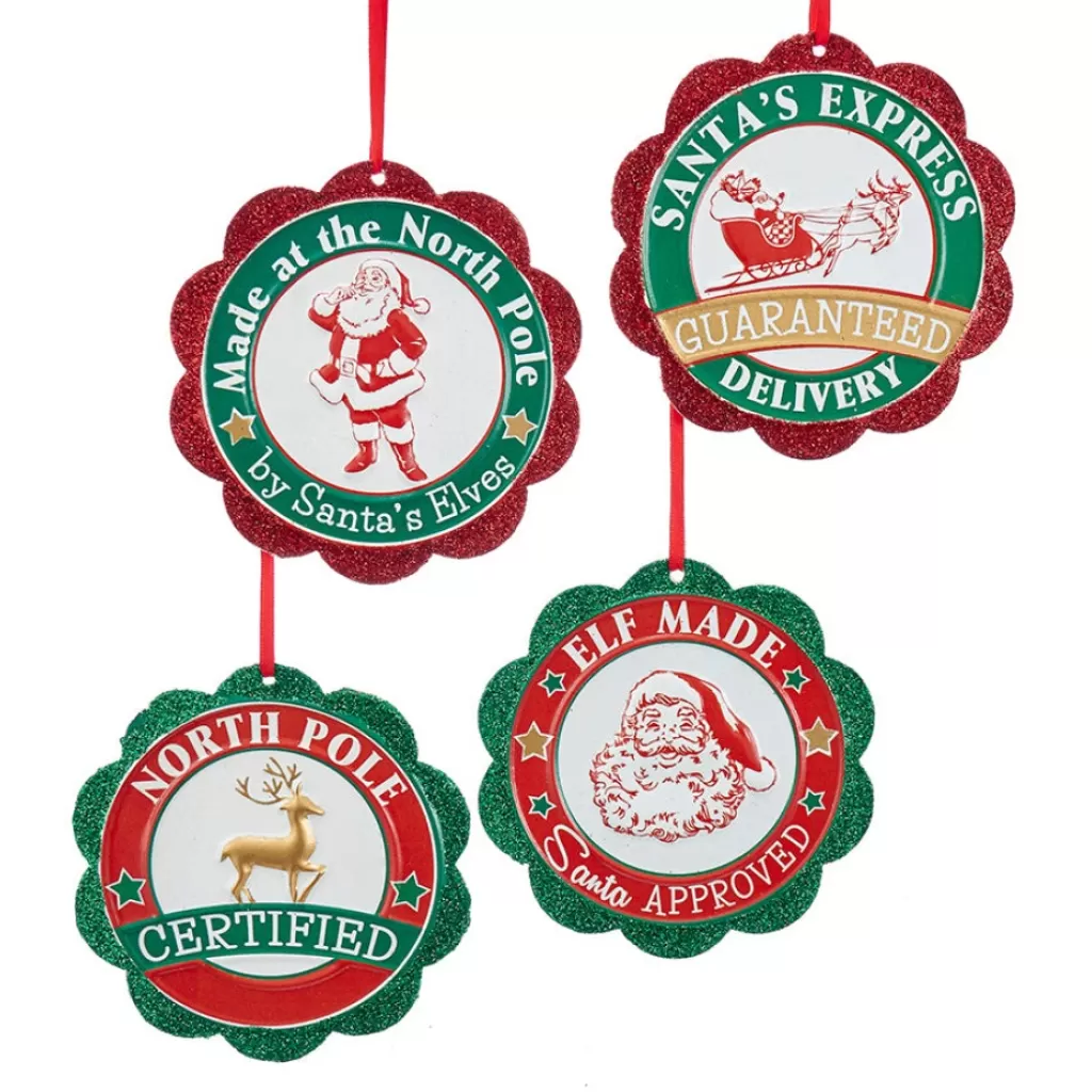 Kurt Adler Kurt S. Adler Nyc C6884 Santa Seal Of Approval Ornament 4 Assorted Cheap