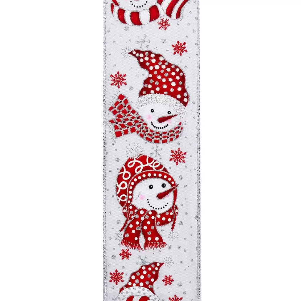 Kurt Adler Kurt S. Adler Nyc T2215 Snowman Head Print Ribbon Best Sale