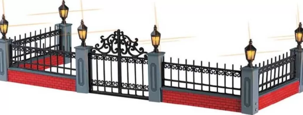 Lemax Lighted Wrought Iron Fence 54303 - Christmas Village Cheap