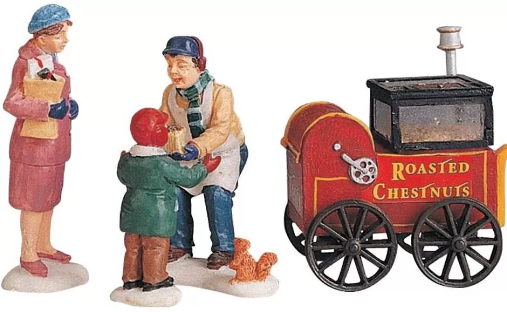 Lemax Roasted Chestnut Stand Set/4 92331 - Christmas Village Online