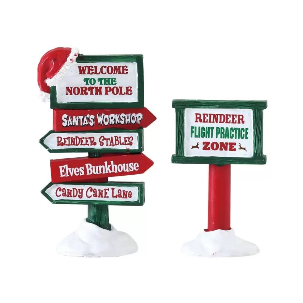 Lemax Village 74325 North Pole Signs, Set Of 2 74325 Clearance