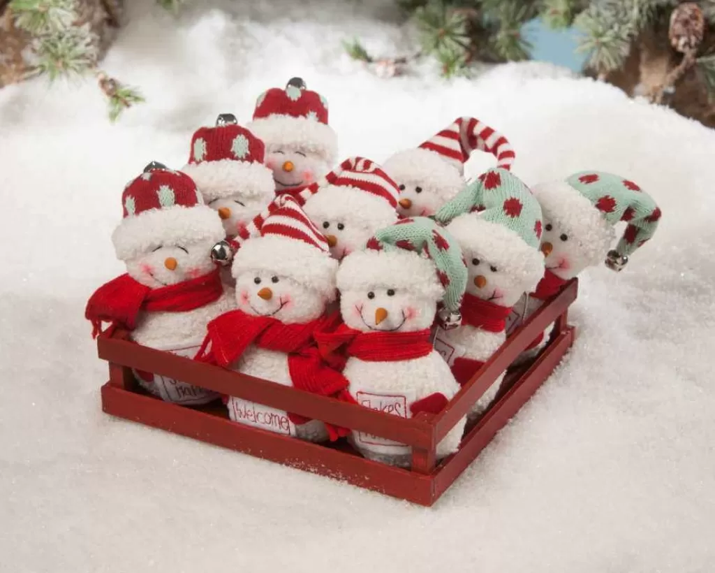 Bethany Lowe Lm8177 Crate Of Snowmen Set Of 9 Flash Sale