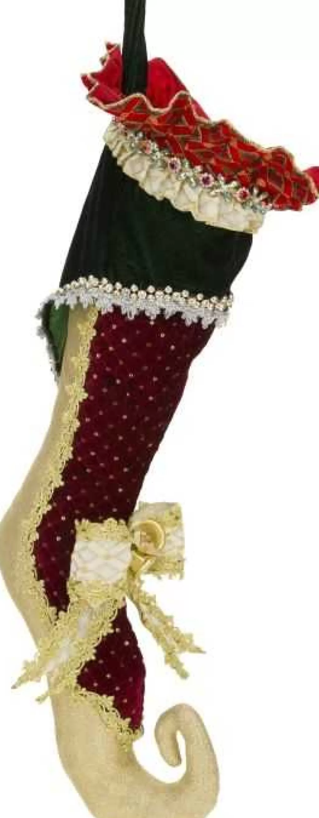 Mark Roberts Gold Burgundy Stocking 24'' 24-87570 Best Sale