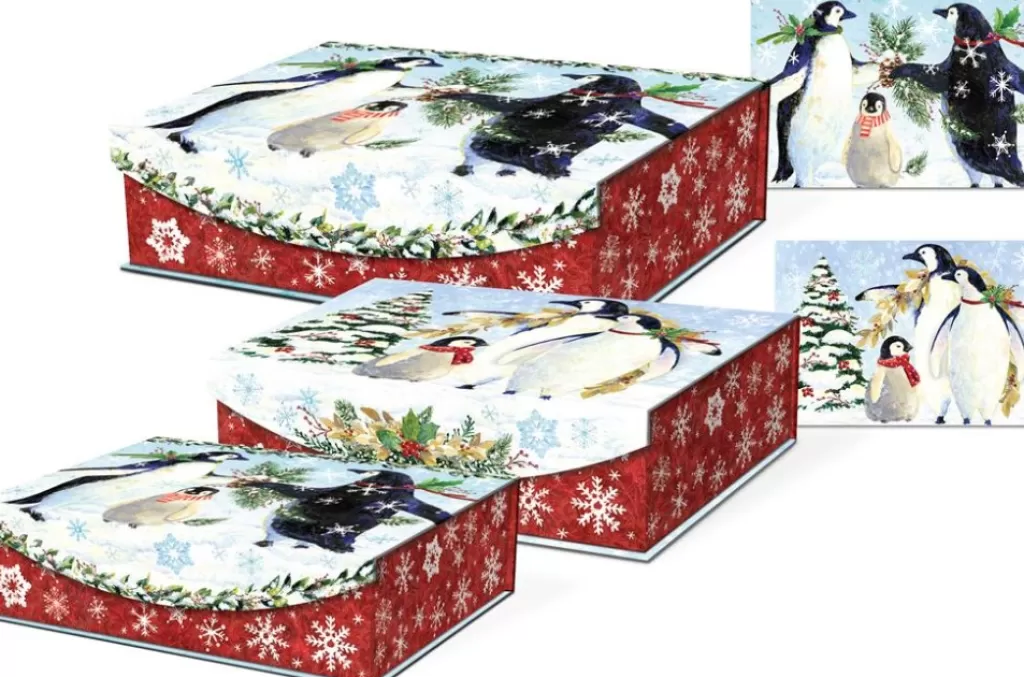 Goodwill Nested Flip Top 3 Boxes Snowy Penguins G 43081N Sale