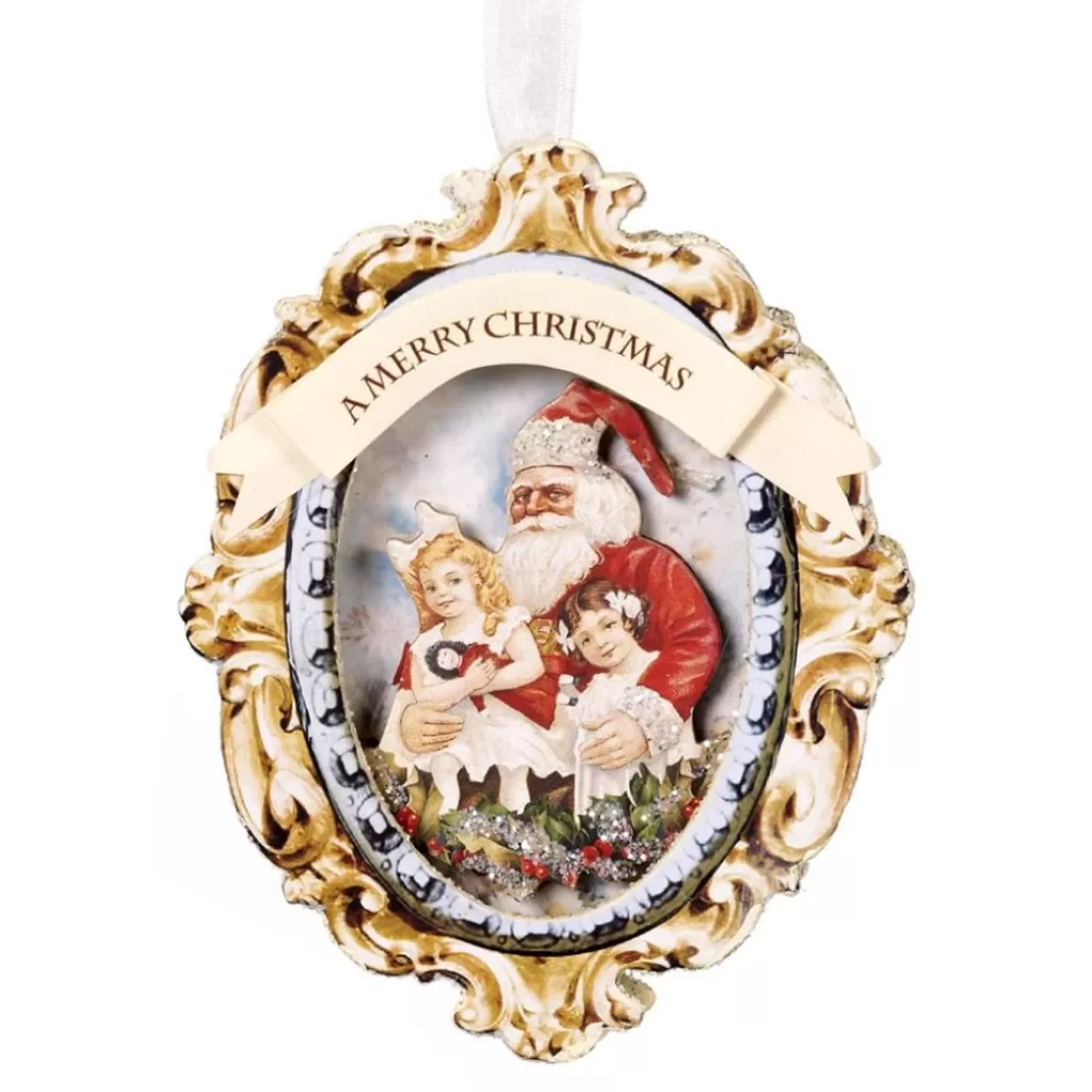 Goodwill Paper Oval Santa With Girls Ornament Y 61322 Hot