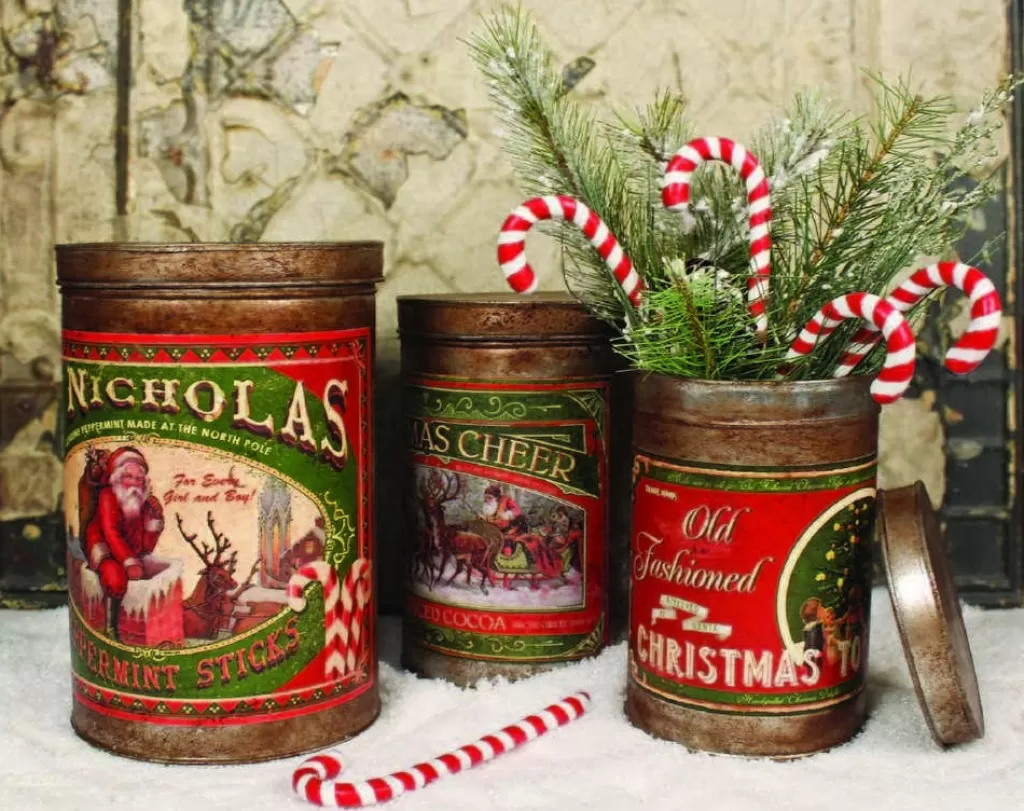 Bethany Lowe Tf5118 Christmas Tin Canisters Set Of 3 Shop