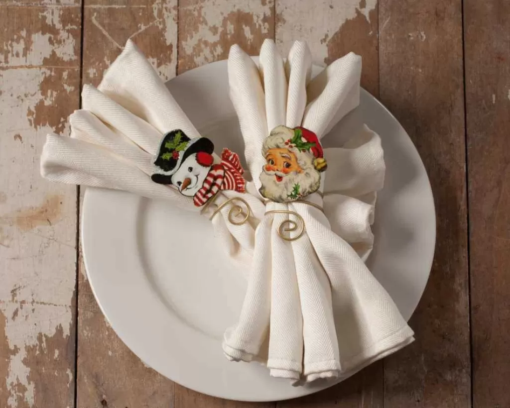 Bethany Lowe Tf8606 Retro Xmas Napkin Ring 2 Assorted Hot