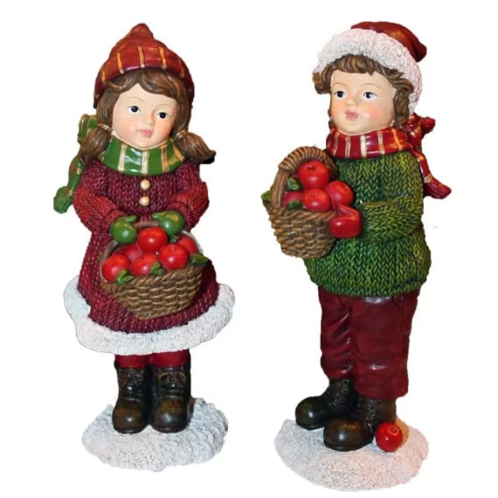 Willow Brooks Secret Christmas Red And Green Boy And Girl W/Berries 2 Assorted Flash Sale