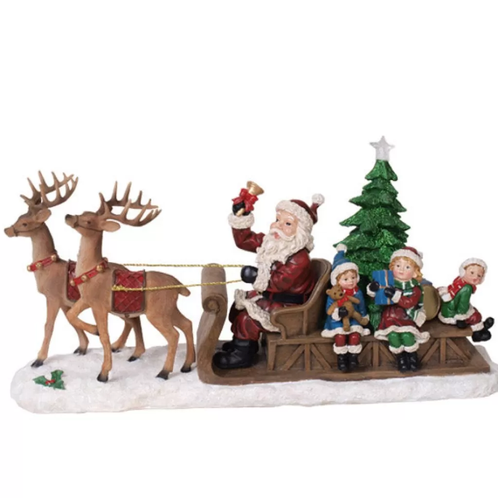 Willow Brooks Secret Christmas Santa On Sleigh W/Children And 2 Reindeers Cheap
